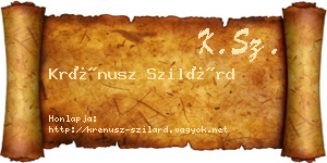 Krénusz Szilárd névjegykártya